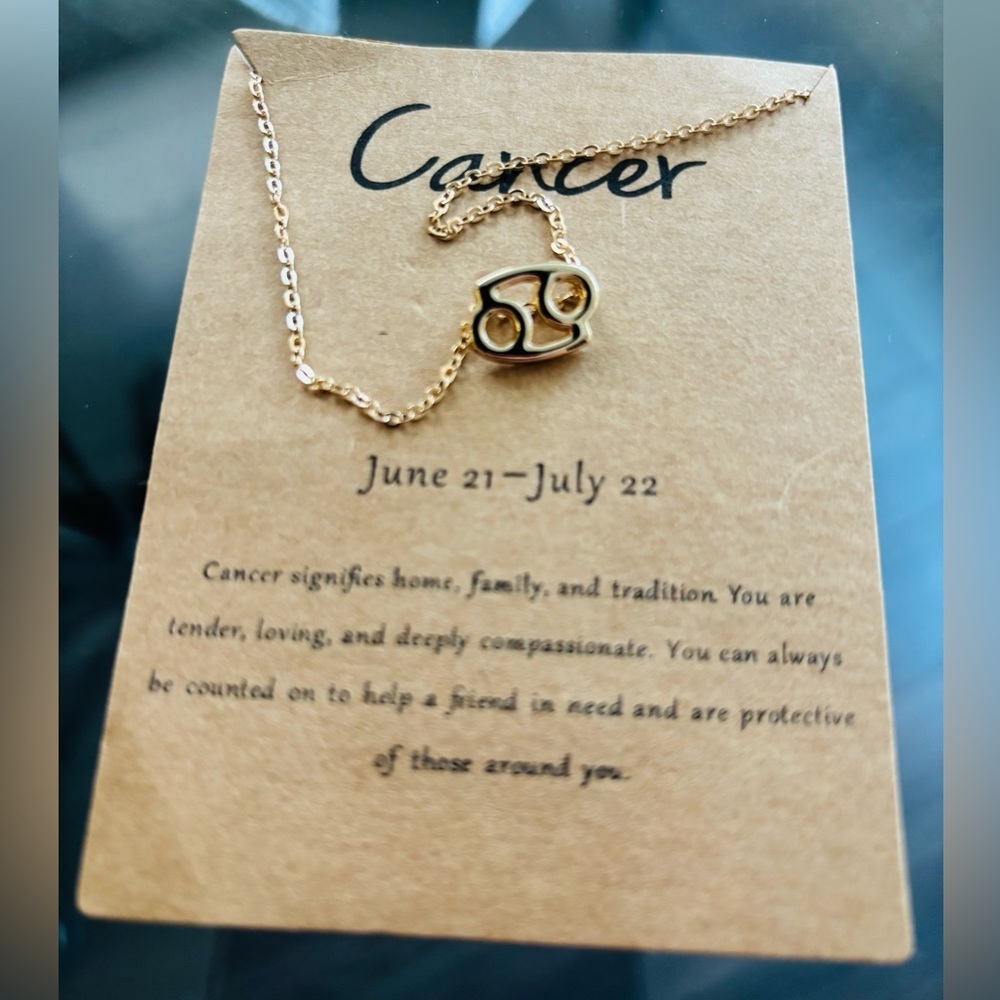 Cancer Zodiac Gold Plated Pendant Necklace Approx. 18" Chain - Picture 2 of 2